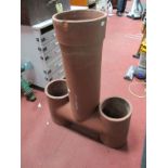 Terracotta Chimney Pot, having three apertures.