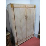 1930's Limed Oak Bedroom Suite, comprising double wardrobe and tall boy, dressing table, bedside