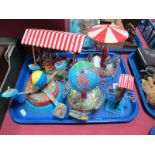 A Quantity of Toy Tinplate Clockwork Fair Ground Rides.