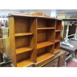 Mahogany Effect Breakfront Bookcase, with a low shaped back, moulded edge, open shelves, plinth