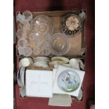 Collectors Plates, commemorative ware, biscuit jar, Stuart and other glass fruit bowls, wines:-
