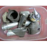"Nutbrown" Piping Nozzles, table lighter, pewter measure, small flask, etc.