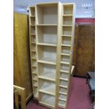 Light Wood Effect Freestanding Shelf Units, with adjustable shelves. (3)