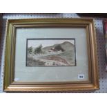 D.J.Beattie Watercolour, rural dwelling, signed and dated 1904 lower right, modern gilt frame.