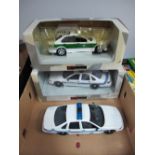 Two Window Boxed UT Models, 1:18th scale diecast Police Cars, #20531 BMW E36 M3, #21029 Chevrolet