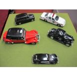 Five Diecast Vehicle, of varying scales and manufacturer, including Maisto 1:18 scale taxi-Citroen