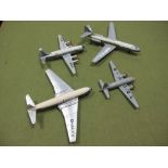 Four Post War Dinky Airliners. Caravelle, Viking, Viscount, Comet, All Playworn