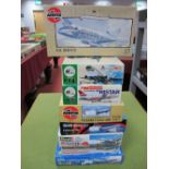 Eight Boxed Civil Airliner Plastic Kits, in various scales by Airfix, Revell and Hasegawa. Including