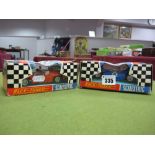 Two 1960's Race Tuned Scalextric Cars, No. C3 Javelin in blue. Boxed. Plus No. C4 Electra in orange.