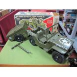 A Cherilea Action Figure Military Jeep, with supply trailer. Boxed. Missing machine gun/some other
