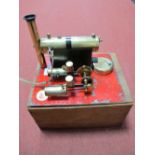 A Mid XX Century Bowman Live Steam Stationary Engine No. 122. Brass components, twin cylinder. In