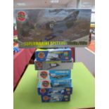 Seven Boxed Airfix Plastic Aircraft Kts, 1:48th Scale Supermarine Spitfire MKVC/Seafire and