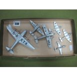 A Quantity of Mid XX Century Dinky Aircraft, some repainted, including Empire Flying Boat.
