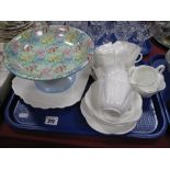 Shelley 'Melody' Cake Comport, Shelley white tea ware of eighteen pieces :- One Tray