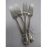 Two Pairs of Hallmarked Silver Old English Pattern Forks, initialled "K". (4)