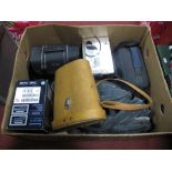 A Cased Pair of 10 x 50 Field Binoculars, cameras and accessories including Zenit 12 x P, with