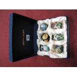 Set of Six Moorcroft Pottery Miniatures, comprising ginger jar and five vases, approximately 5cms