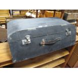 Motor Car Luggage Box, purportedly off an 'MG' car, in black leatherette, having chrome mounts.