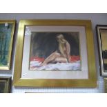 Holloway Study of a Seated Female Nude, pastel and watercolour, signed lower right, 44.5 x 57.