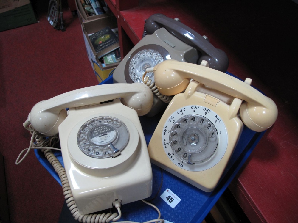 Two Circa 1960's/70's GPO Telephone, (in cream and two tone) and a wall hanging example 741/ 5PK/