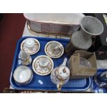 A Continental China Three Setting Tea Service, with teapot, sugar and milk, with hand painted rose