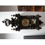 Late XIX Century Walnut Cased Viennese Wall Clock, with horse finial, black Roman numerals to