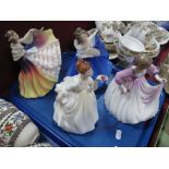 Four Royal Doulton Figurines, including Lauren HN3290, Elaine HN2791, Flower of Love HN2460, and