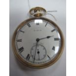 Elign; A 9ct Gold Cased Openface Pocketwatch, the signed dial with Roman numerals and seconds