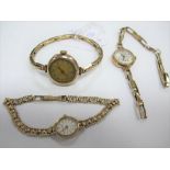 A 9ct Gold Cased Ladies Wristwatch, on expanding bracelet; together with a 'Sovereign' 9ct gold