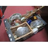 Copper Warming Pan, flat iron, shoe hob, Japanese plates, etc:- One Box