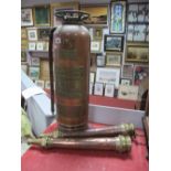An Early XX Century "Underwriters" Copper and Brass Fire Extinguisher; together with a pair of "