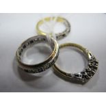 A Half Eternity Ring, together with an eternity band and a four stone ring, illusion set. (3)