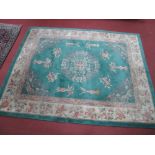 Chinese Wool Carpet, with symmetrical centre motif, vases and flowers and foliate bouquets to