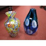 A Modern Glass Baluster Vase, inset with multicoloured millefiore, another of ovoid form with an