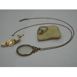 A Bar Brooch, stamped "9ct", in a fitted case, together with an oval locket pendant, with tied bow