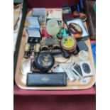 Jewellery, cufflinks, three pairs of binoculars, daguerreotypes, etc:- One Tray