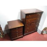 A Stag 'Style' Reproduction Mahogany Bedside Chest and Chest of Five Drawers.