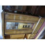 Early XX Century Inlaid Walnut Wardrobe, with mirrored door over single drawers.