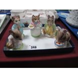 Beswick Beatrix Potter Figures - Samuel Whiskers, Appley Dapply, Mrs Tittlemouse, Ribby and Tom