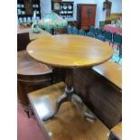 XIX Century Mahogany Pedestal Table, having snap action to circular top, on turned support and