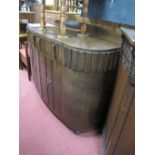 1930's Oak Bow Fronted Sideboard, with low back, segmented front drawers, over four cupboard