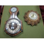 Smiths Eight Day Wall Clock, in gilt plaster sunburst case, a goblin oak example.