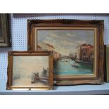 Peggy Davis (Sheffield Artist), Venetian Gondola Scene, oil on board 39.5cms x 49.5cms signed