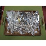 Webber & Hill Silver Handles Cake Knife, community plate, other cutlery, knife rests. One Tray