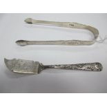 A Pair of Hallmarked Silver Sugar Tongs, Peter and Ann Bateman, with bright cut decoration; together