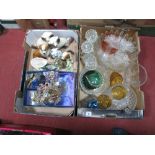 Quantity of Costume Jewellery, in case, pottery dogs, glassware:- Two Boxes