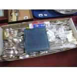A Mixed Lot of Assorted Cutlery, including two hallmarked silver spoons, fish knives and forks,