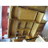 'Nathan Furniture' Teak Cabinet, with glazed doors over panelled cupboard doors, plinth base.