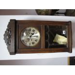 XX Century Cased Wall Clock, (H.A.C Clock Made In Wurttemberg), with shaped pediment, applied floral