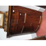 XIX Century Inlaid Mahogany Corner Wall Cupboard, with bowed front, twin panelled doors and shaped